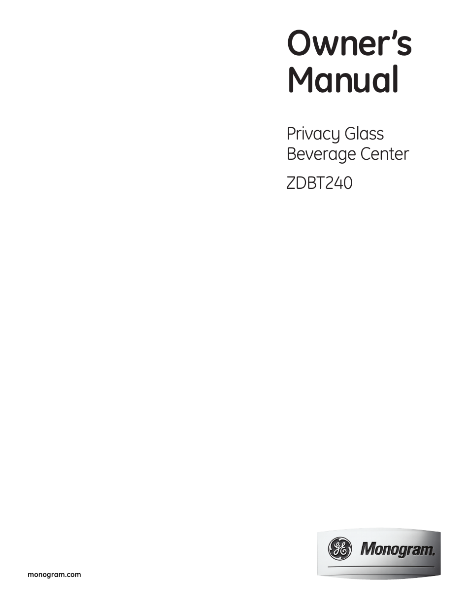 GE Monogram ZDBT240 User Manual | 20 pages