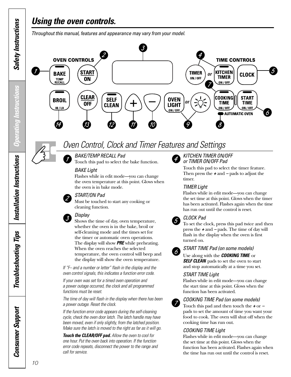 Oven, Oven control, Oven –31 | Oven control , 11, Using the oven controls, Operating instructions | GE Monogram JGBP29 User Manual | Page 10 / 56