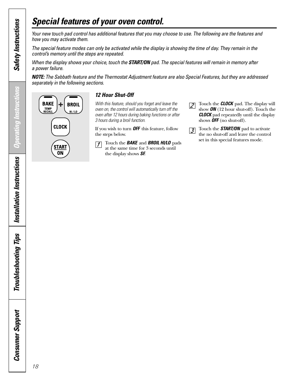 Special features, Special features of your oven control | GE Monogram JGBP29 User Manual | Page 18 / 56