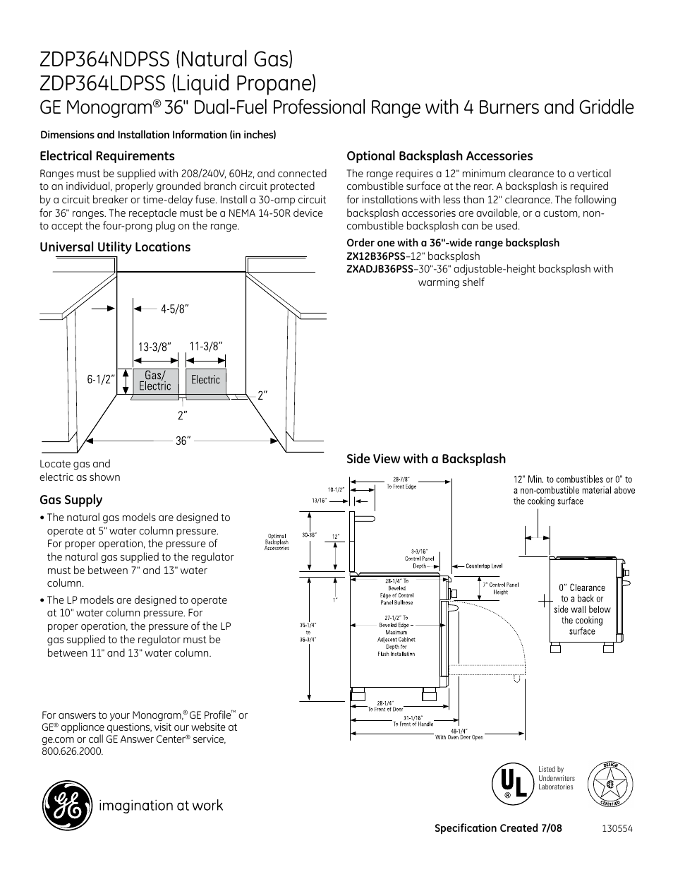 Ge monogram | GE Monogram ZDP364NDPSS User Manual | Page 2 / 3