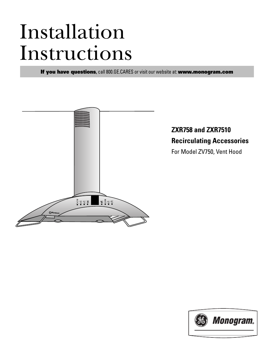 GE Monogram ZV750 User Manual | 12 pages