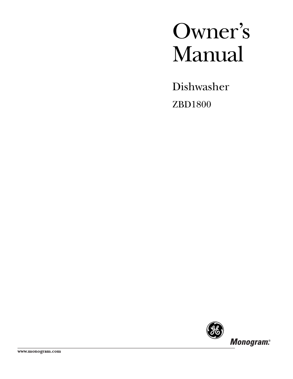 GE Monogram ZBD1800 User Manual | 24 pages