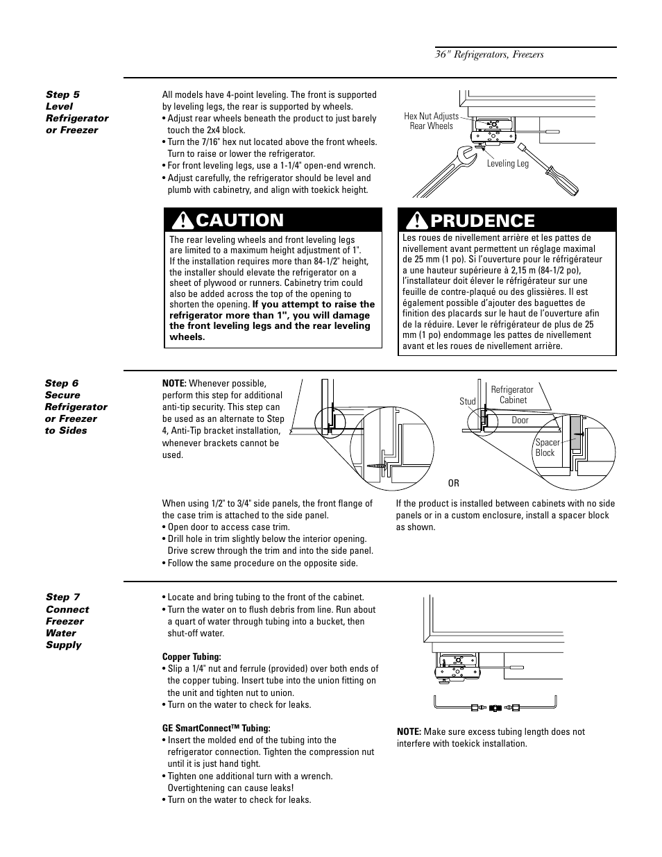 Caution prudence, Installation | GE Monogram ZIF36N RH User Manual | Page 16 / 40