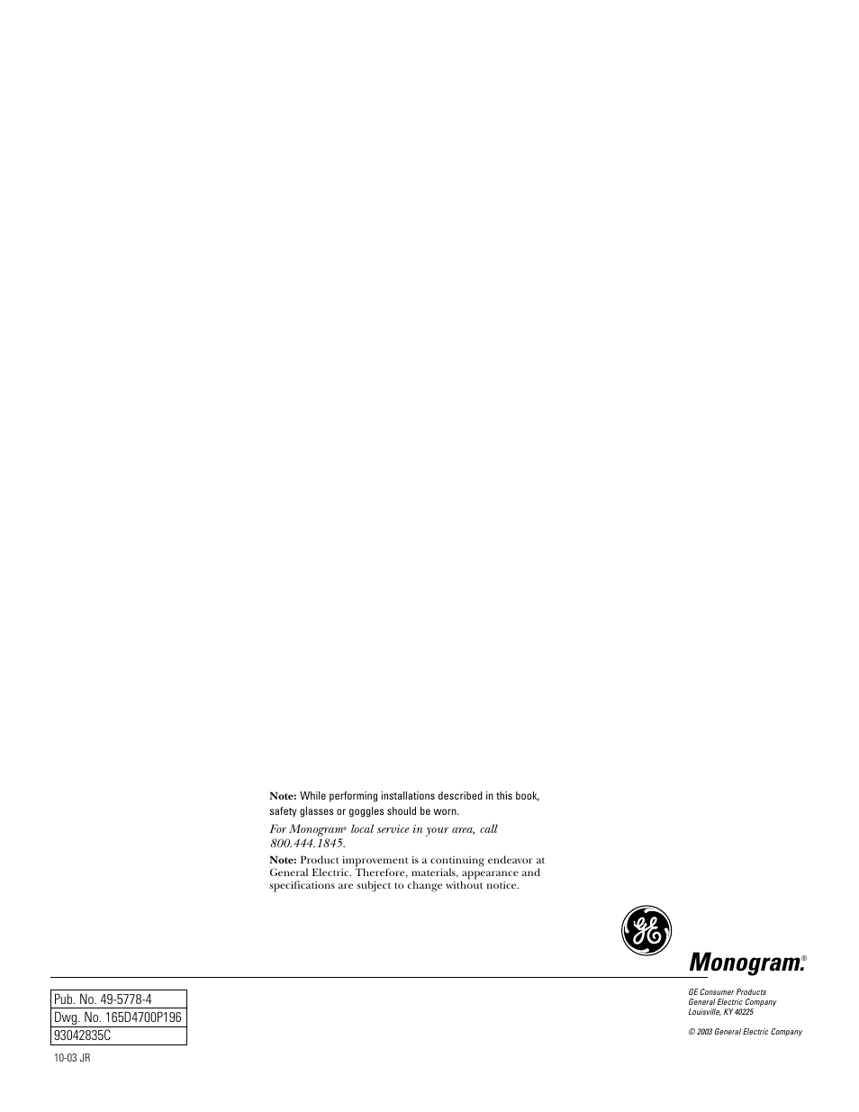 Monogram | GE Monogram MONOGRAM ZCG3100 User Manual | Page 16 / 16