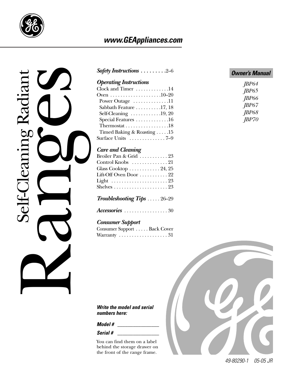 GE Monogram JBP65 User Manual | 32 pages