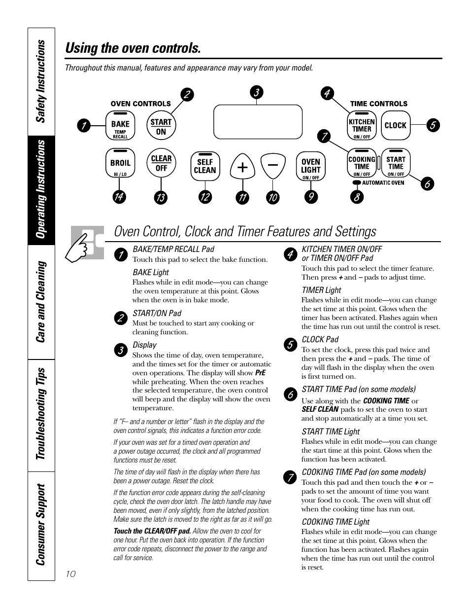 Oven, Oven –20, Using the oven controls | GE Monogram JBP65 User Manual | Page 10 / 32