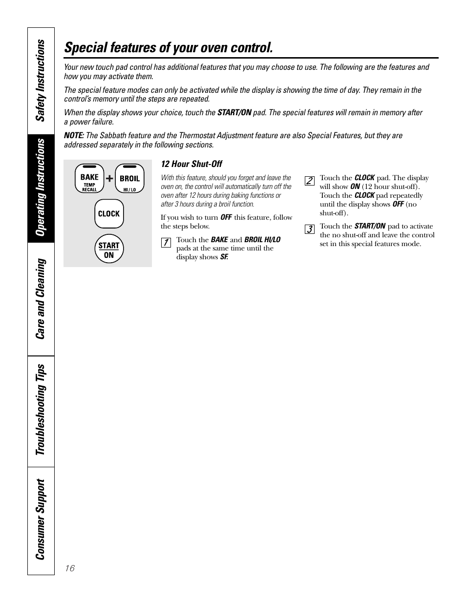 Special features, Special features of your oven control | GE Monogram JBP65 User Manual | Page 16 / 32