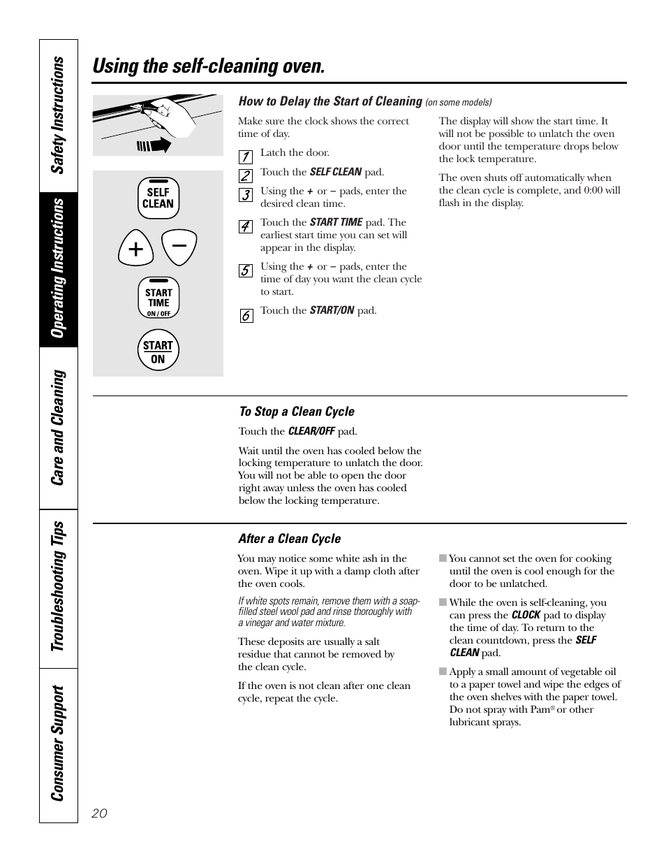 Using the self-cleaning oven | GE Monogram JBP65 User Manual | Page 20 / 32
