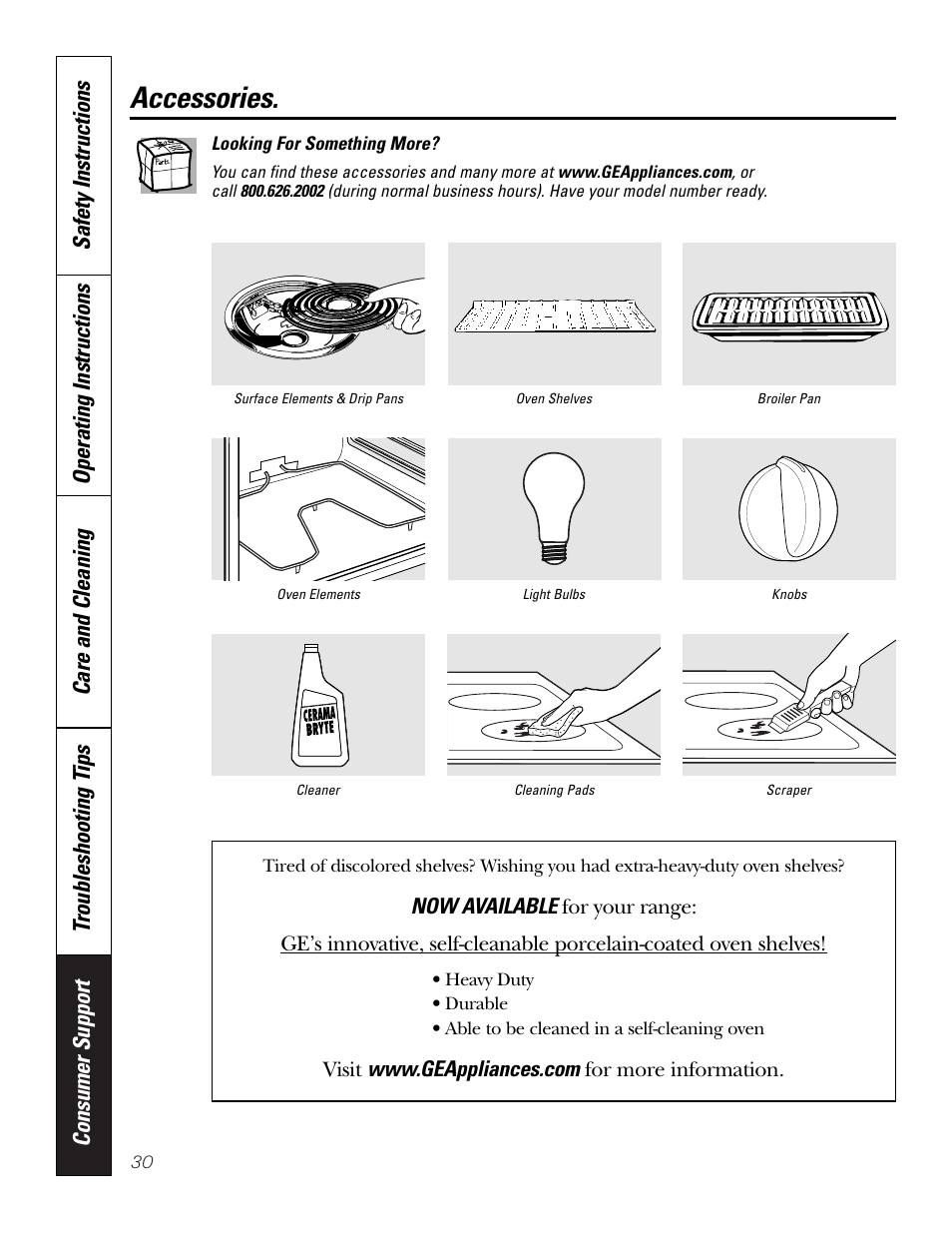 Accessories | GE Monogram JBP65 User Manual | Page 30 / 32