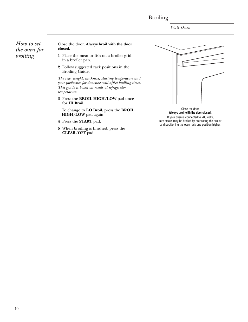 Broiling/broiling guide, Broiling/broiling guide –12, Broiling | How to set the oven for broiling | GE Monogram ZEK938 – 27 ″ Single Wall Oven User Manual | Page 10 / 136