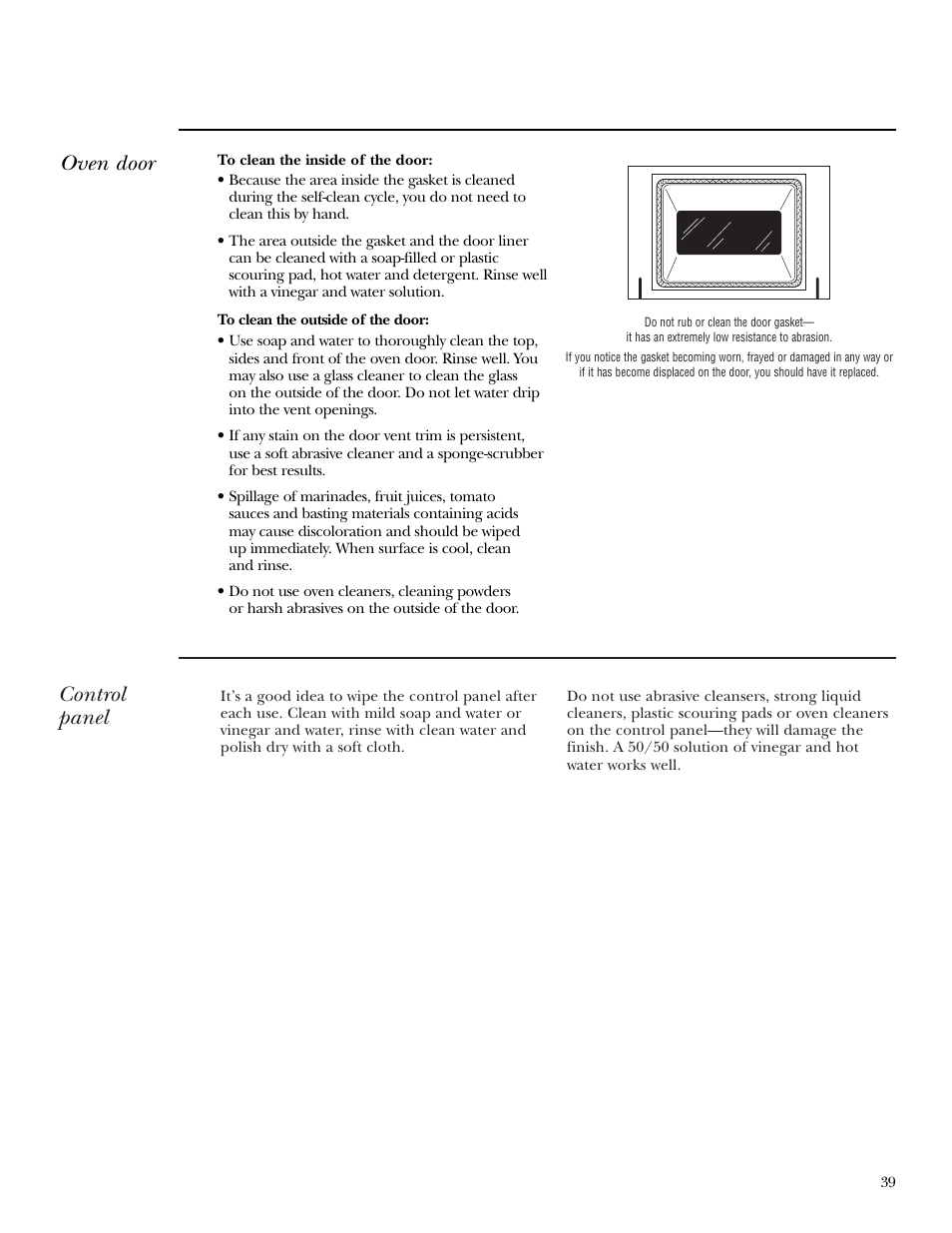 Control panel, Oven door | GE Monogram ZEK938 – 27 ″ Single Wall Oven User Manual | Page 39 / 136