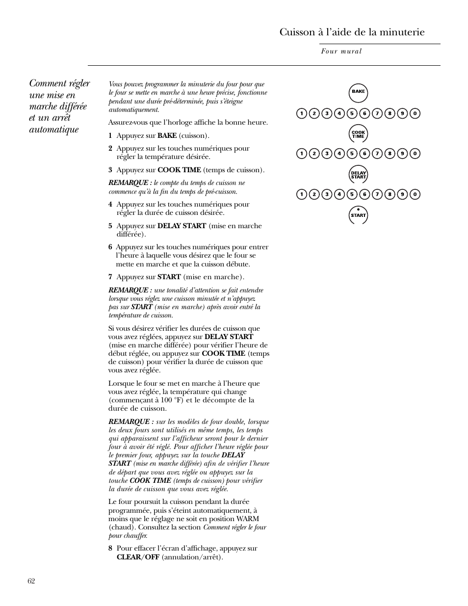 Cuisson à l’aide de la minuterie | GE Monogram ZEK938 – 27 ″ Single Wall Oven User Manual | Page 62 / 136