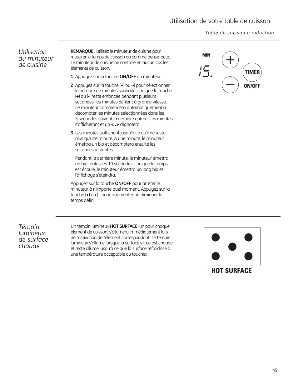 Minuteur de cuisine | GE Monogram ZHU30 User Manual | Page 45 / 80