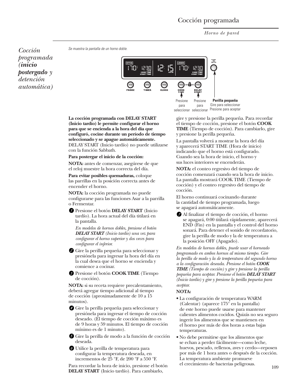 Cocción programada | GE Monogram ZET2S User Manual | Page 109 / 128