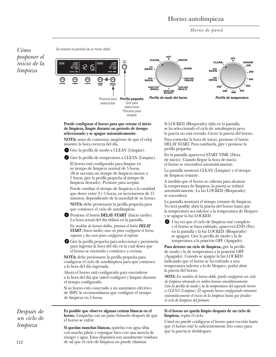 Después de un ciclo de limpieza | GE Monogram ZET2S User Manual | Page 112 / 128