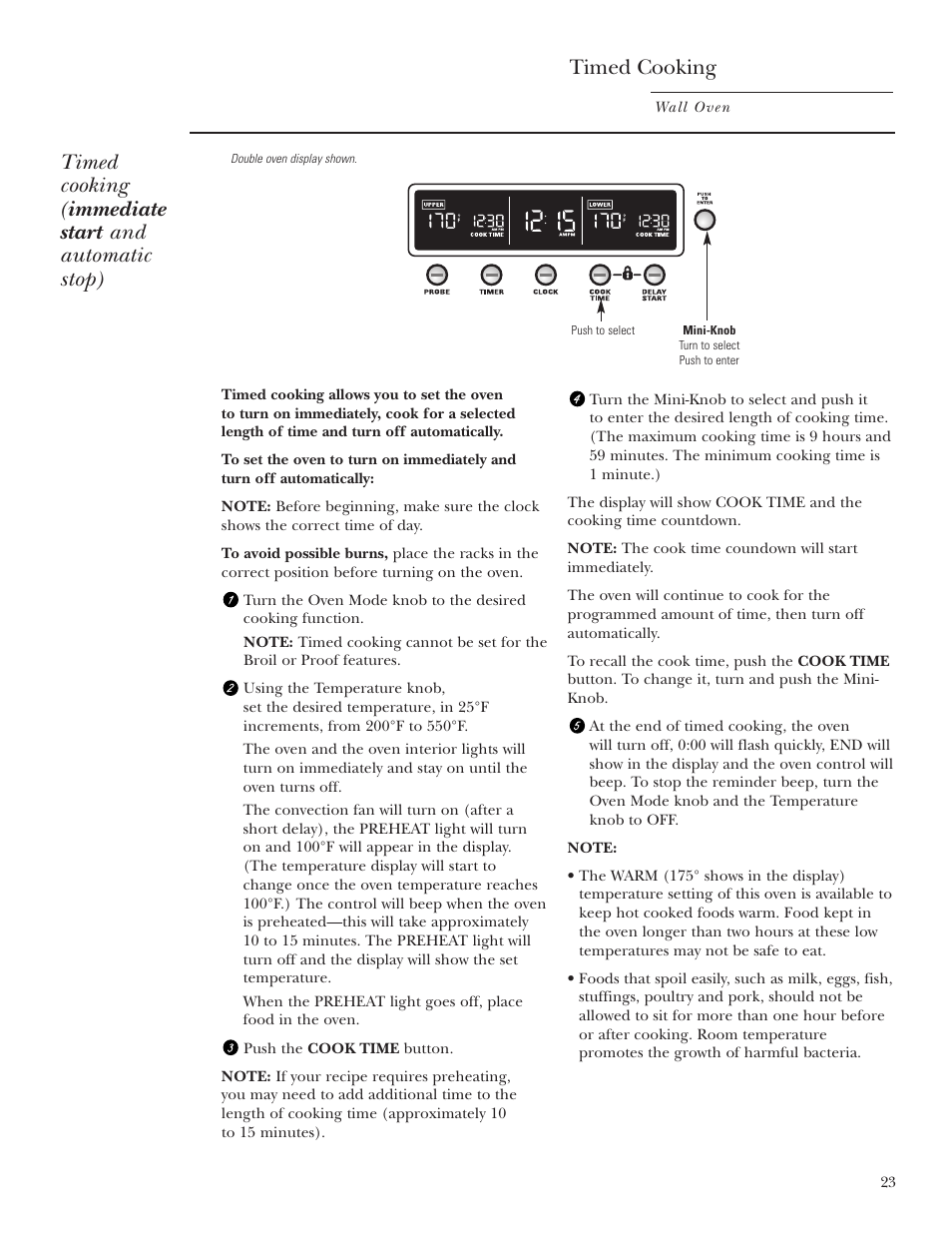 Timed cooking, Timed cooking , 24 | GE Monogram ZET2S User Manual | Page 23 / 128