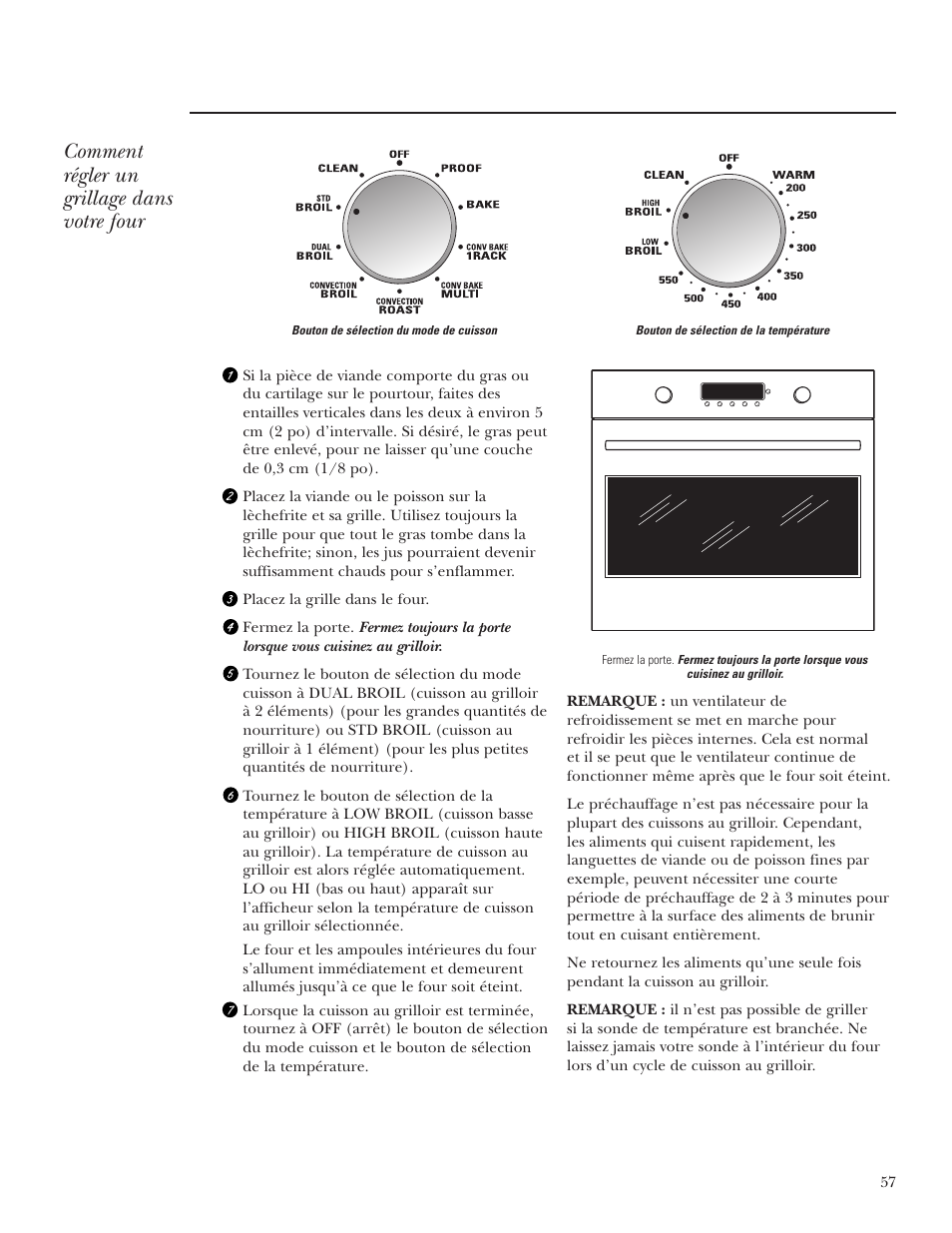 Comment régler un grillage dans votre four | GE Monogram ZET2S User Manual | Page 57 / 128