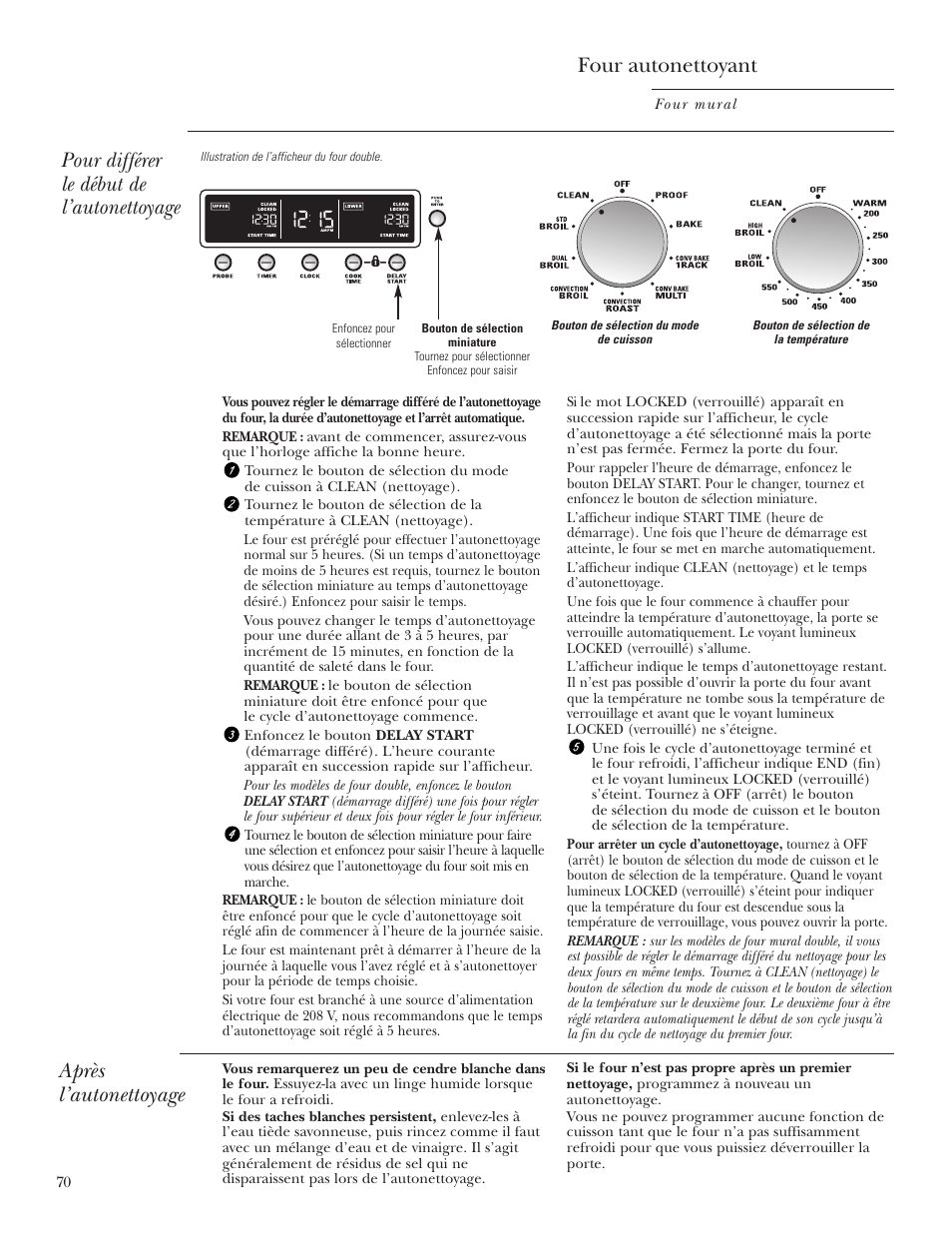 Après l’autonettoyage | GE Monogram ZET2S User Manual | Page 70 / 128