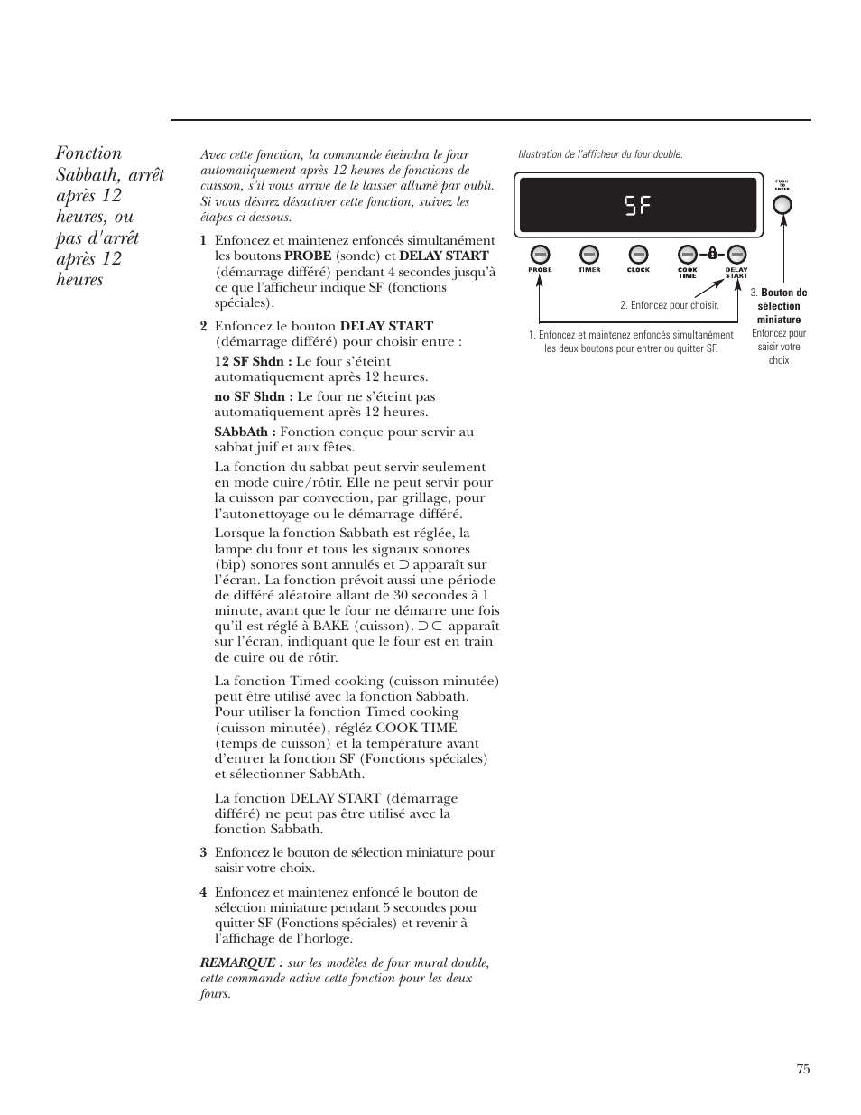 Fonction sabbath | GE Monogram ZET2S User Manual | Page 75 / 128