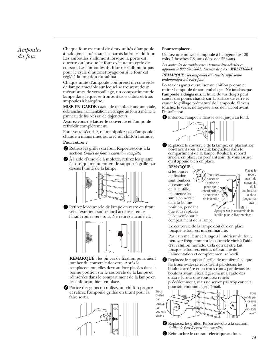 Ampoules du four | GE Monogram ZET2S User Manual | Page 79 / 128