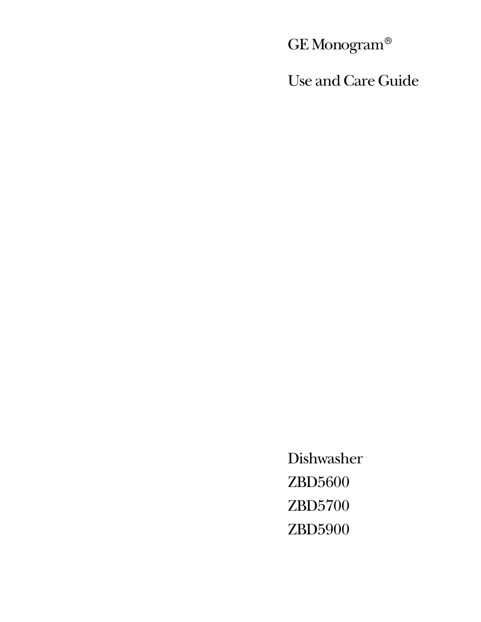 GE Monogram ZBD5700 User Manual | 28 pages