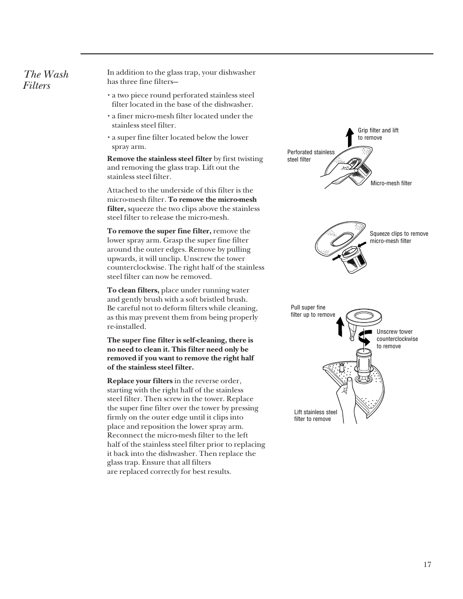 The wash filters | GE Monogram ZBD5700 User Manual | Page 17 / 28