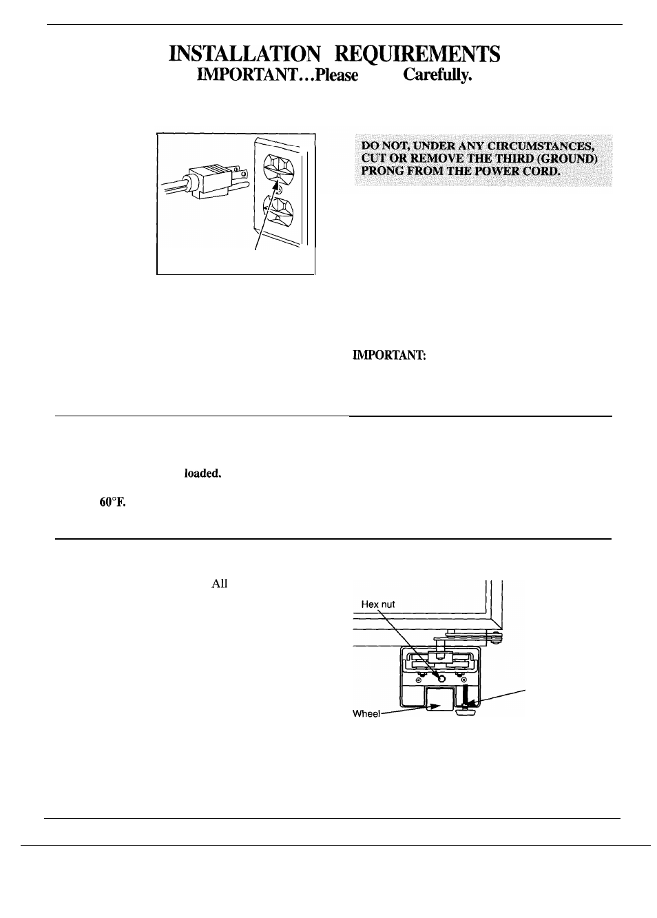Installation, Read, Refrigerator location | Clearances, Leveling | GE Monogram 36 User Manual | Page 17 / 24