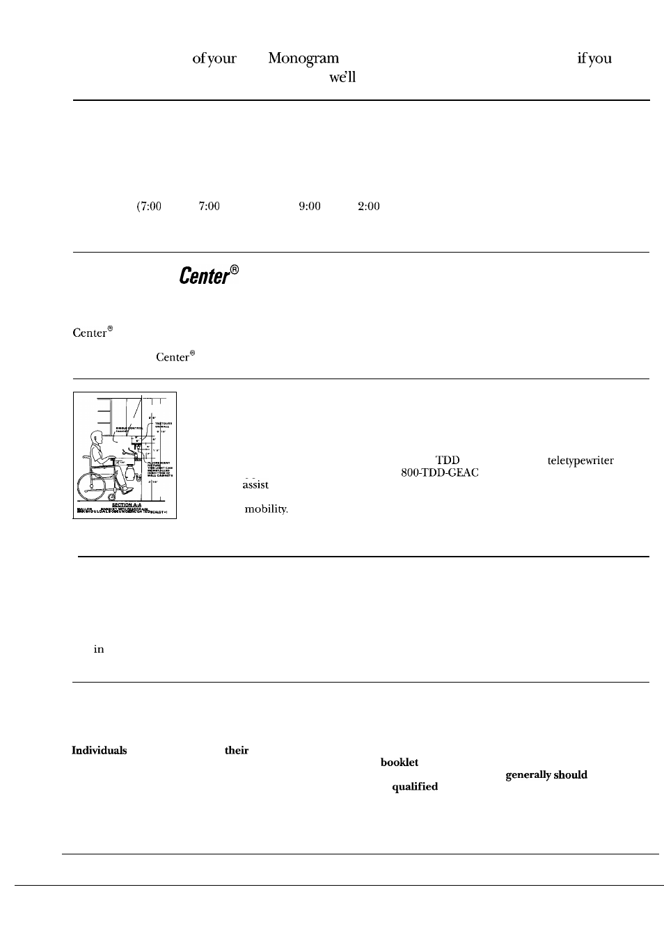 Consumer services, In-home repair service, Ge answer | For customers with special needs, Service contracts, Parts and accessories | GE Monogram 36 User Manual | Page 22 / 24