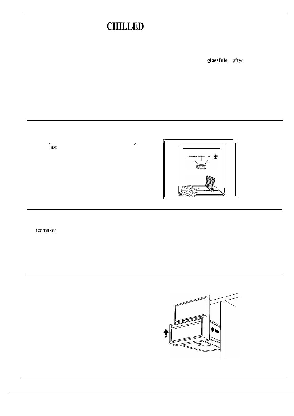 Ice & water dispenser, When dispensing ice... when dispensing water, If ice clumps form in storage bin | GE Monogram 36 User Manual | Page 8 / 24