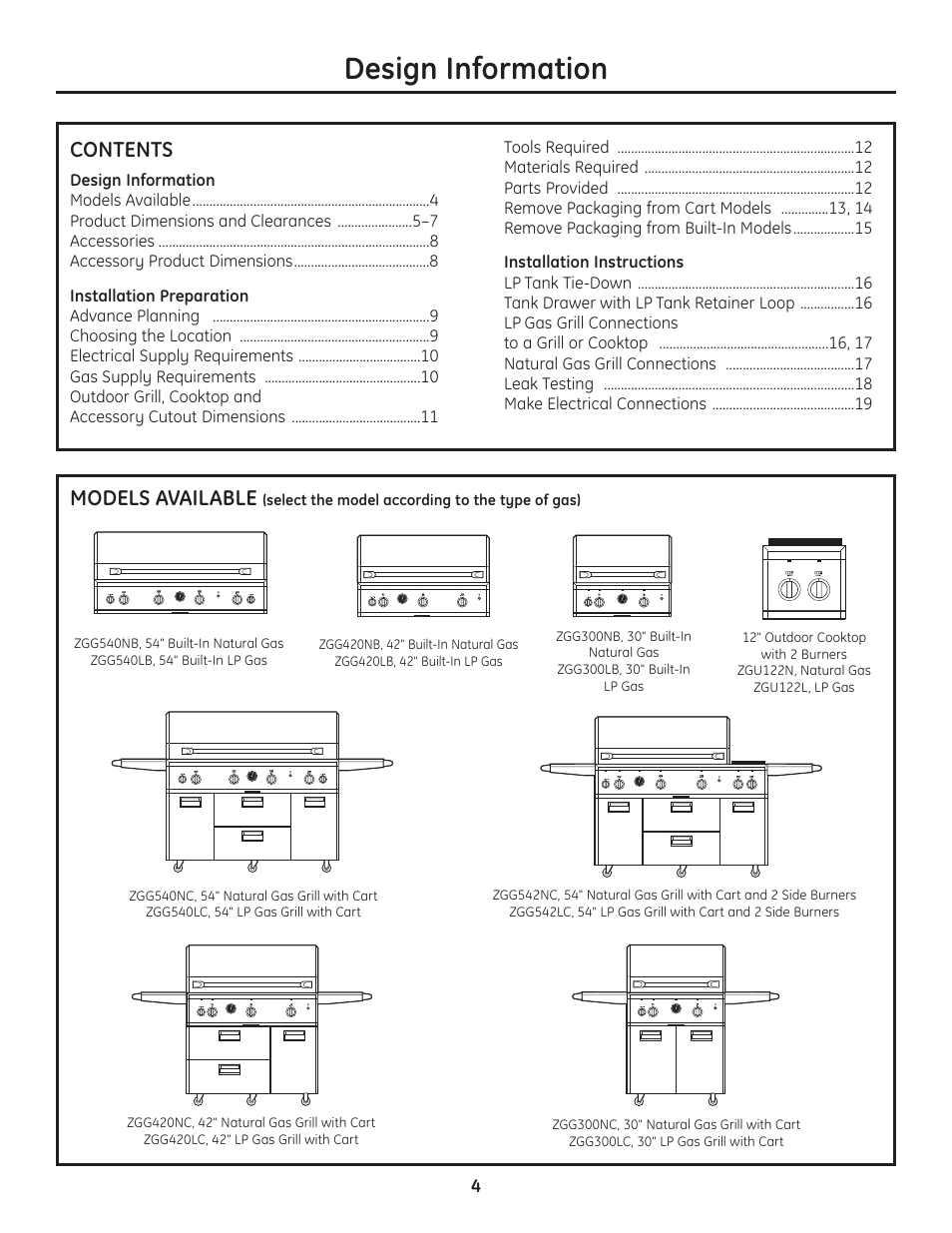 GE Monogram Professional Outdoor Grills and Cooktop User Manual | Page 4 / 22