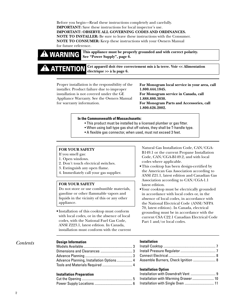 GE Monogram ZGU375NS User Manual | Page 2 / 12