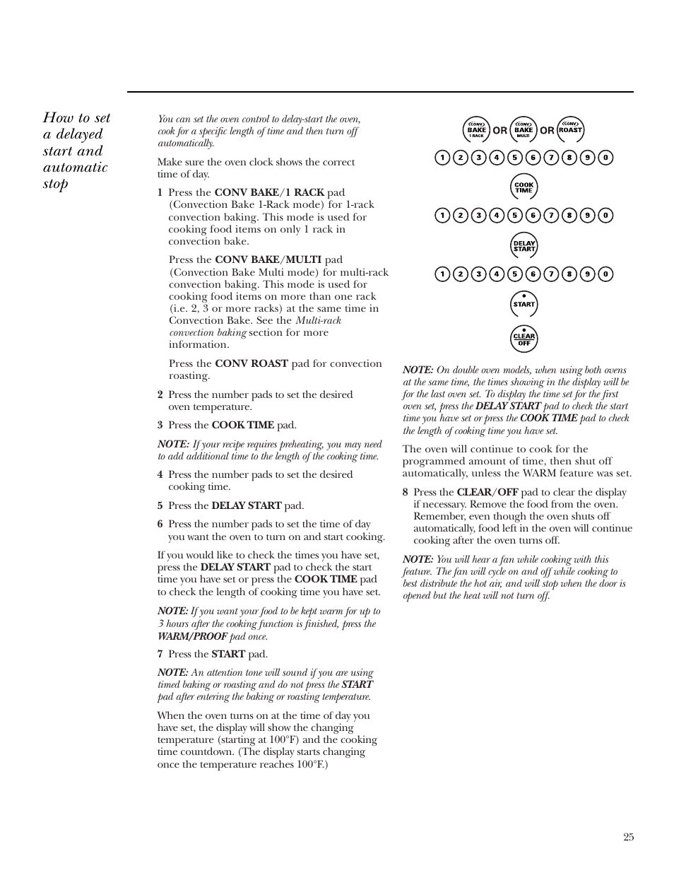 How to set a delayed start and automatic stop | GE Monogram ZEK938 User Manual | Page 25 / 136