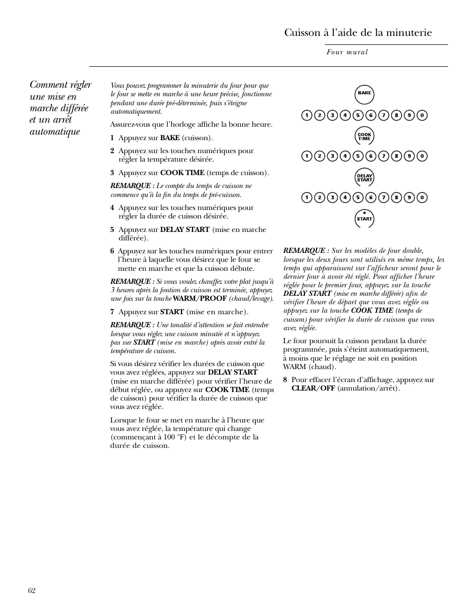 Cuisson à l’aide de la minuterie | GE Monogram ZEK938 User Manual | Page 62 / 136