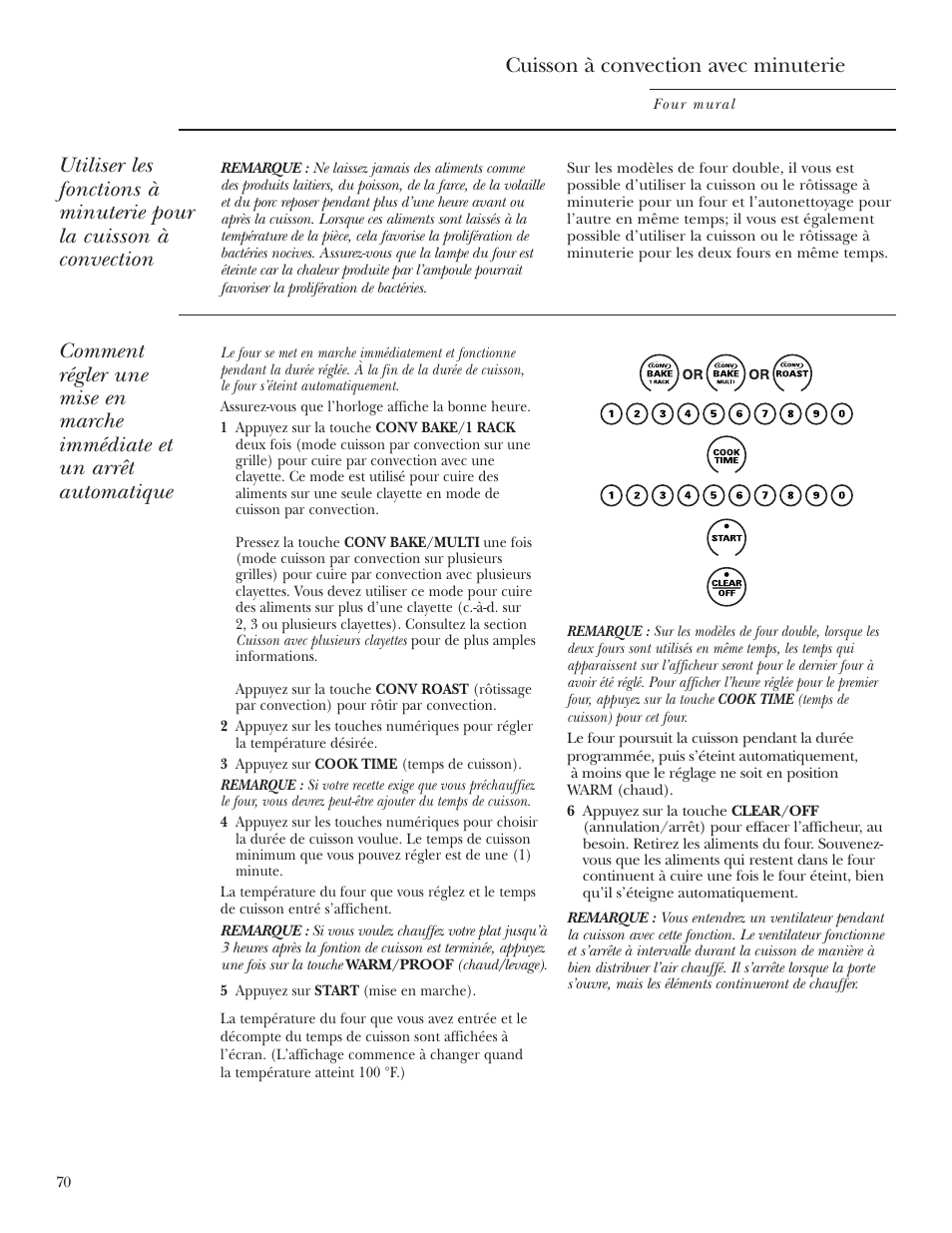 Cuisson à convection avec minuterie | GE Monogram ZEK938 User Manual | Page 70 / 136