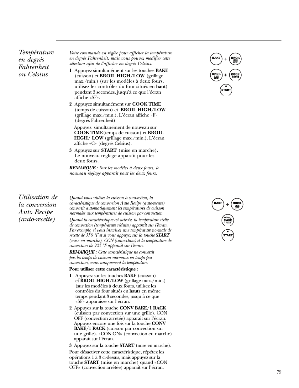 Température en degrés fahrenheit ou celsius | GE Monogram ZEK938 User Manual | Page 79 / 136