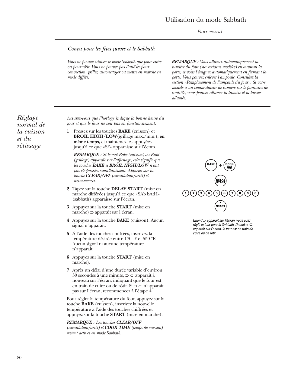 Fonction sabbath, Fonction sabbath –82, Utilisation du mode sabbath | Réglage normal de la cuisson et du rôtissage | GE Monogram ZEK938 User Manual | Page 80 / 136