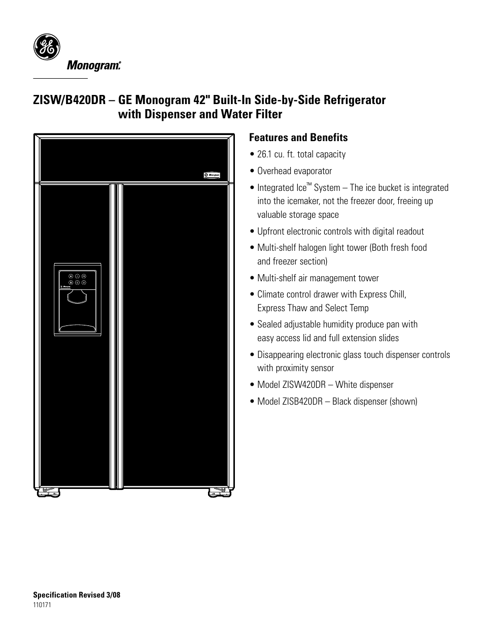 Zisb420dr | GE Monogram B420DR User Manual | Page 7 / 7