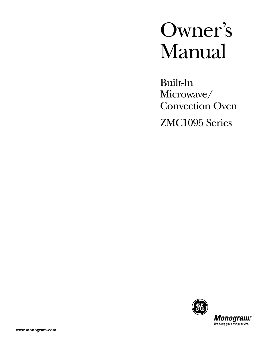 GE Monogram ZMC1095 User Manual | 36 pages
