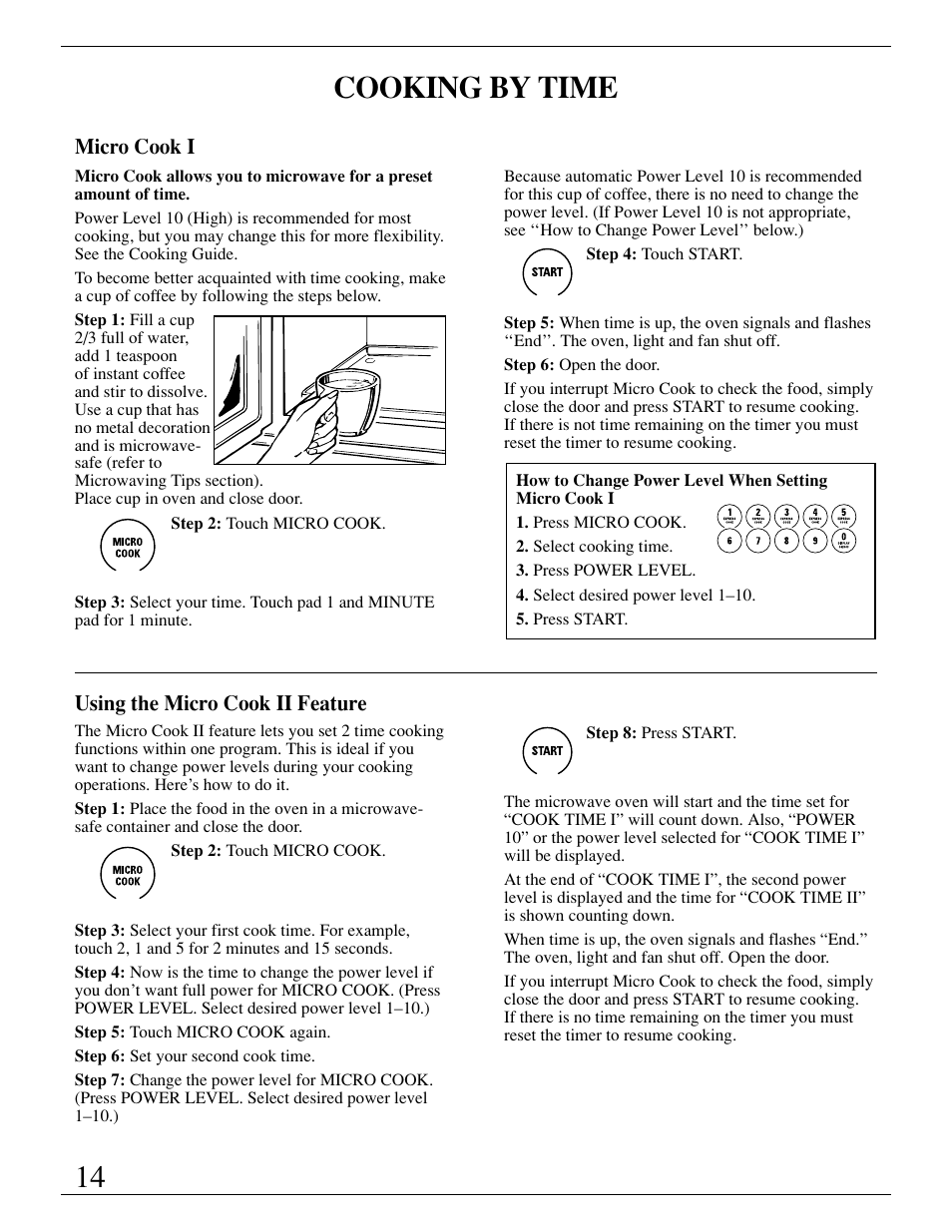 Cooking by time, Cooking by time , 15, 14 cooking by time | GE Monogram ZMC1095 User Manual | Page 14 / 36