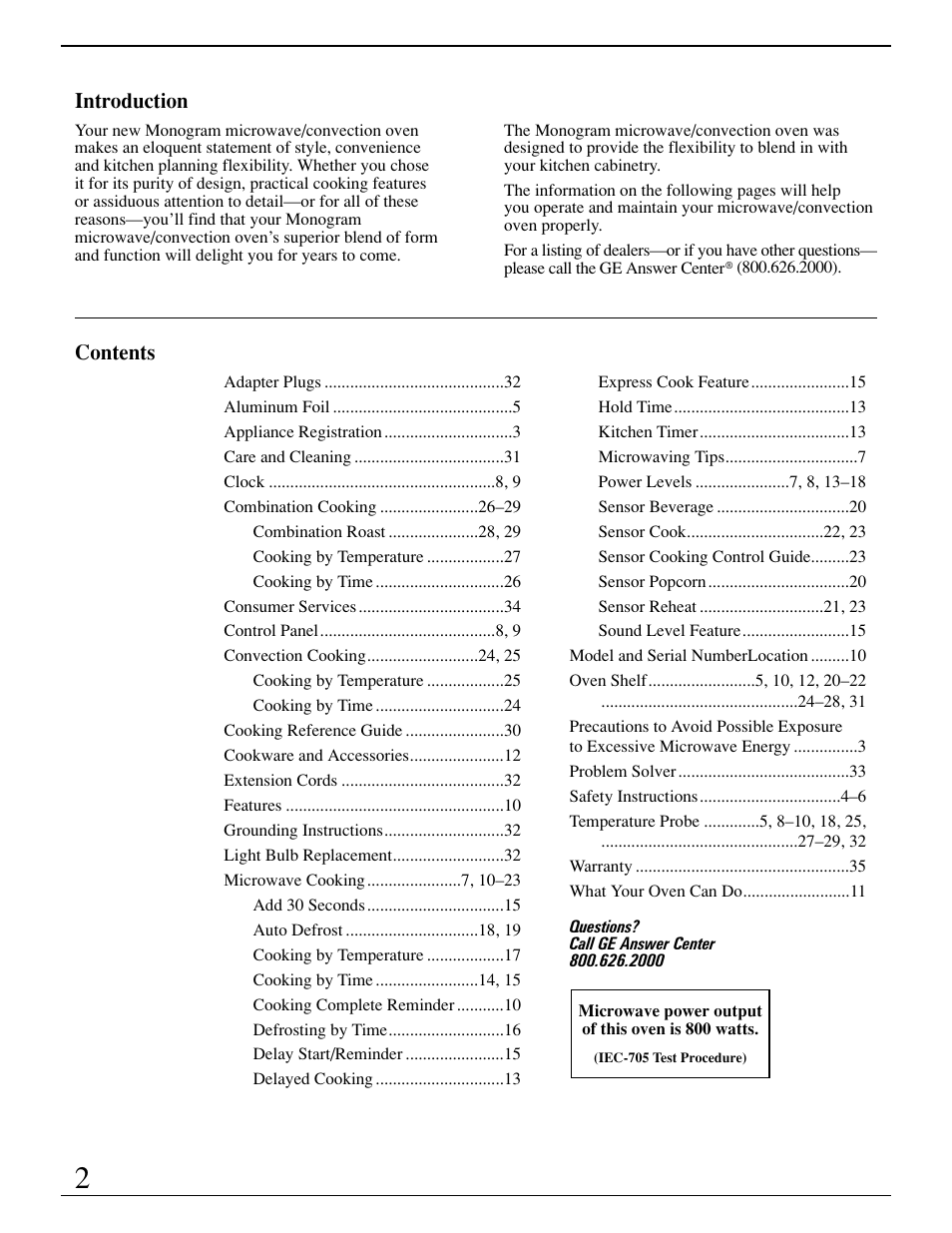 GE Monogram ZMC1095 User Manual | Page 2 / 36