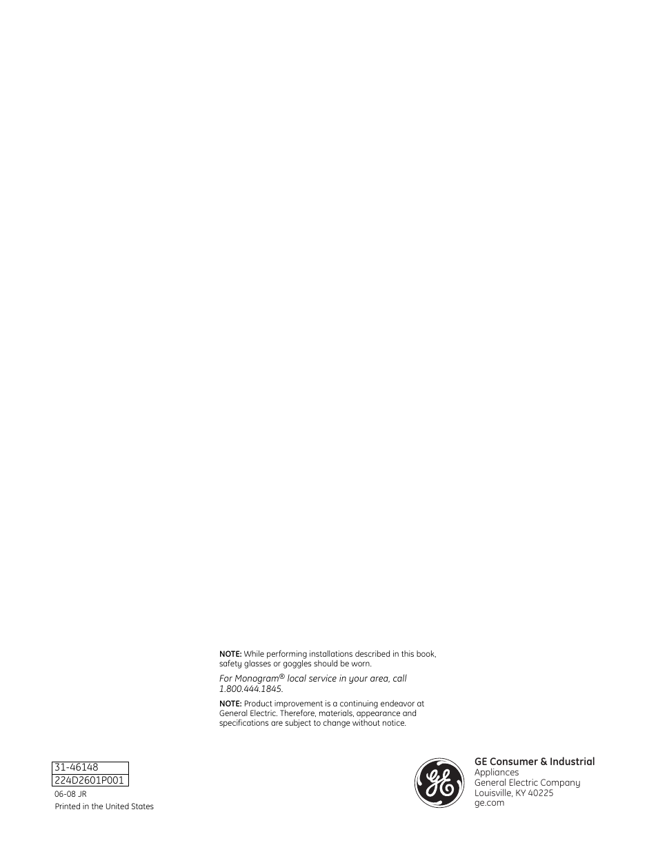GE Monogram Built-In All-Refrigerator/Freezer User Manual | Page 24 / 24