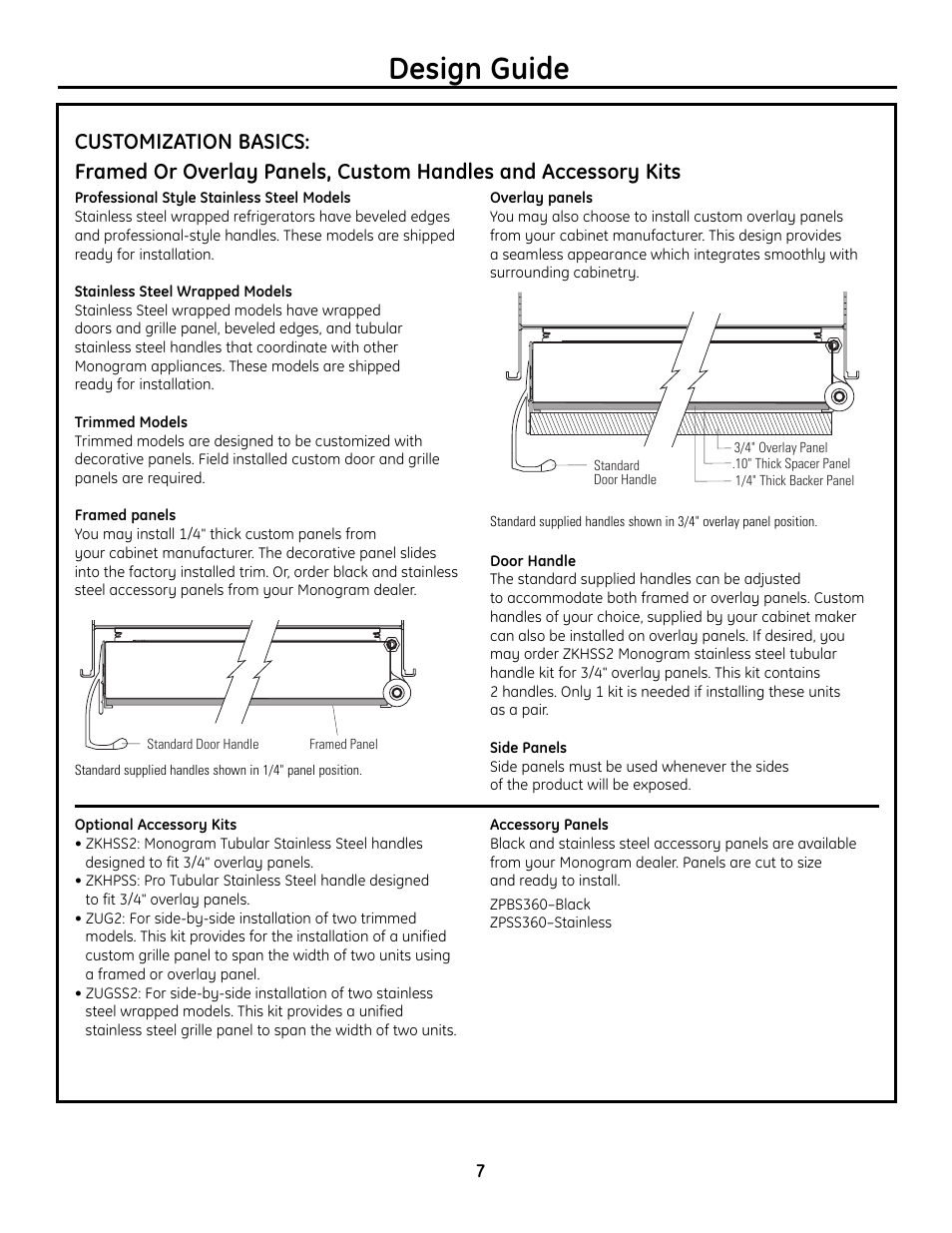 Customization basics, Design guide | GE Monogram Built-In All-Refrigerator/Freezer User Manual | Page 7 / 24