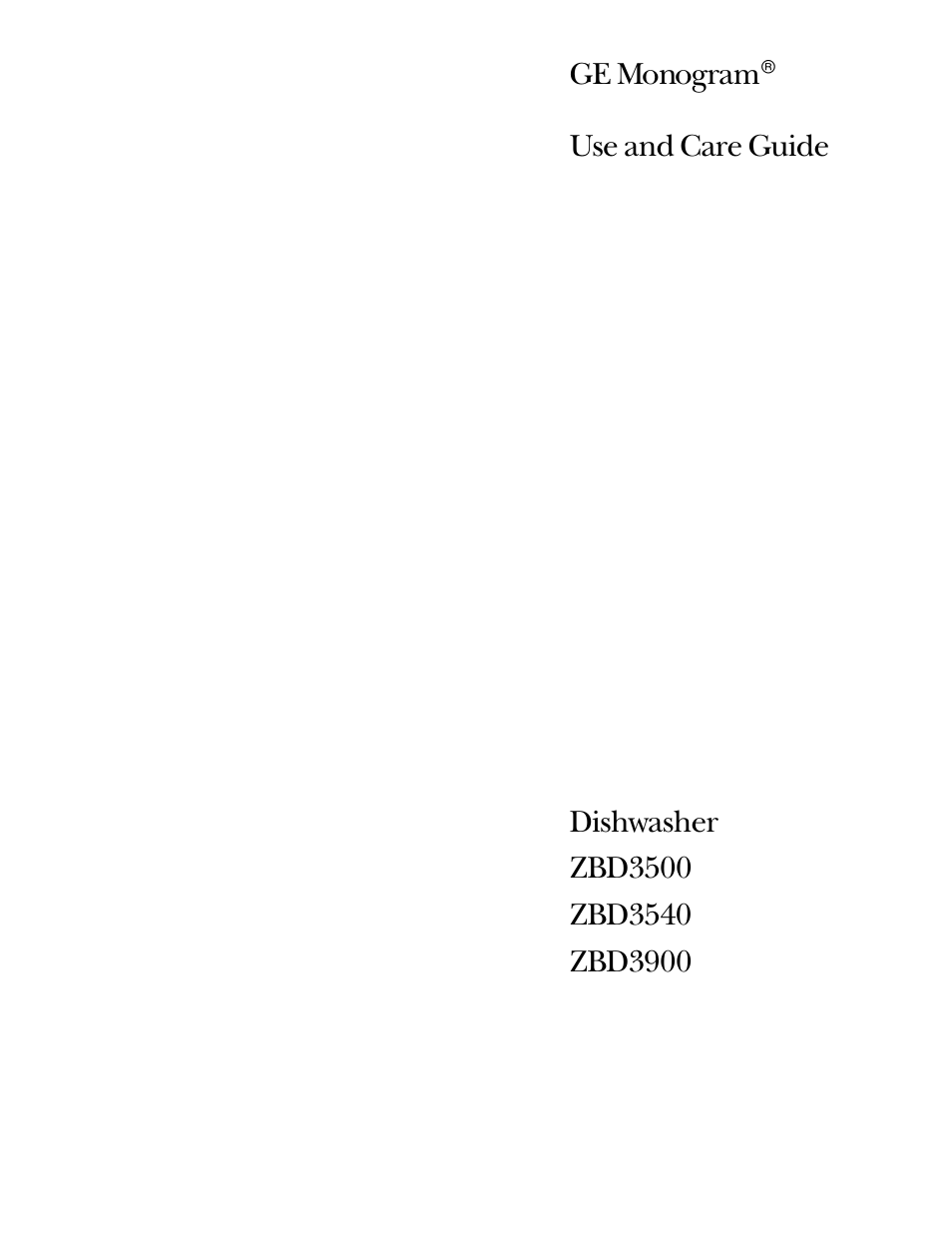 GE Monogram ZBD3500 User Manual | 24 pages