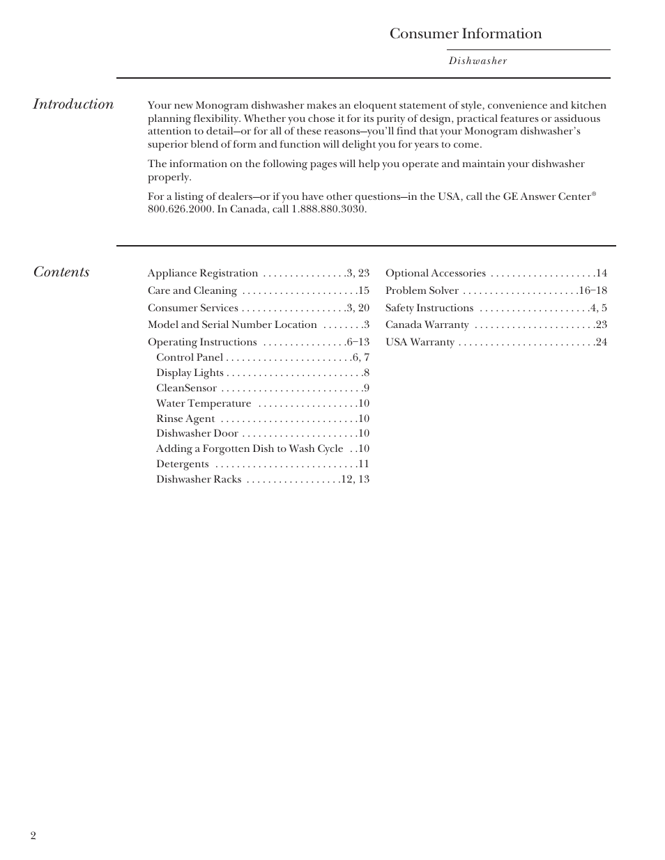 GE Monogram ZBD3500 User Manual | Page 2 / 24