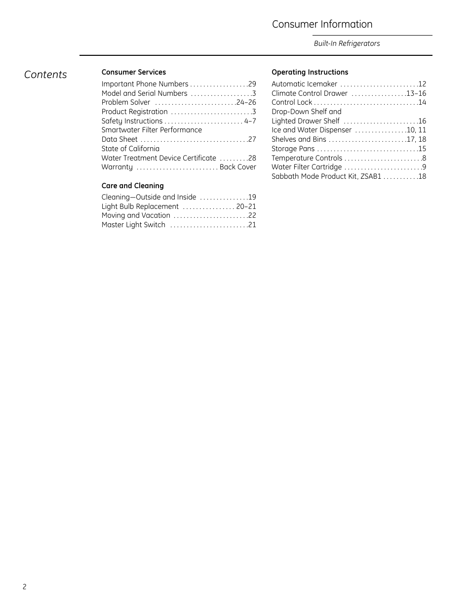 GE Monogram Side-by-Side Built-In Refrigerators User Manual | Page 2 / 32
