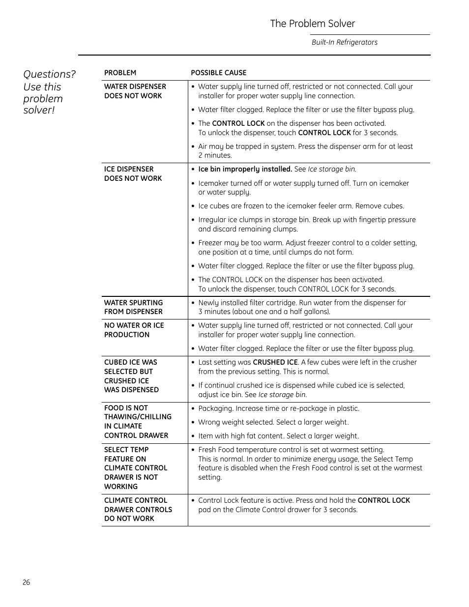 GE Monogram Side-by-Side Built-In Refrigerators User Manual | Page 26 / 32
