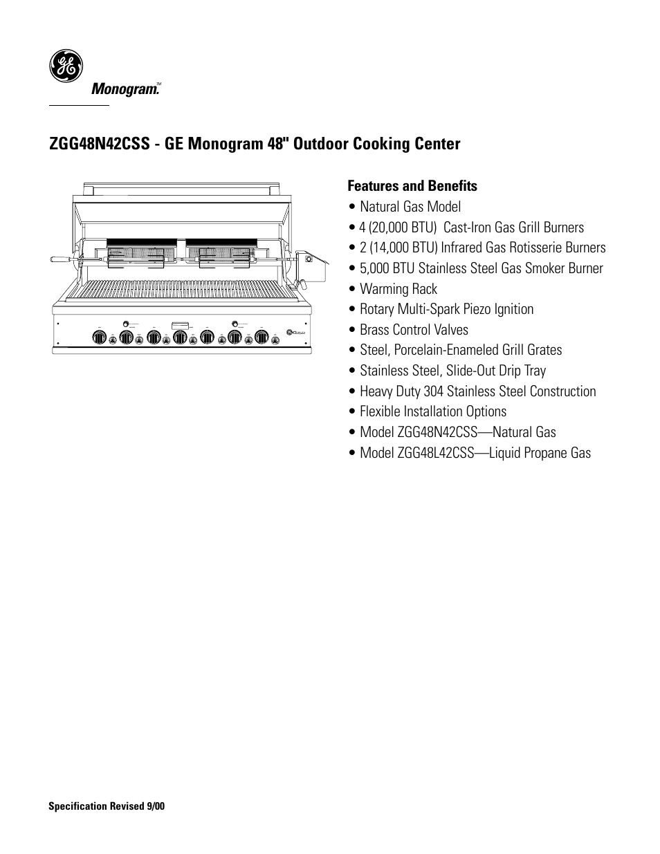 Monogram | GE Monogram ZGG48N42CSS User Manual | Page 3 / 3