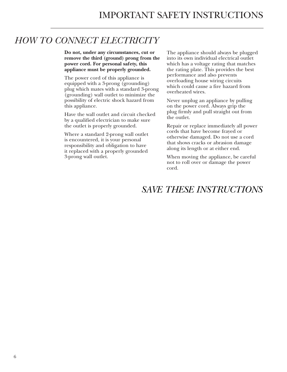 How to connect electricity | GE Monogram ZDBT210 User Manual | Page 6 / 20