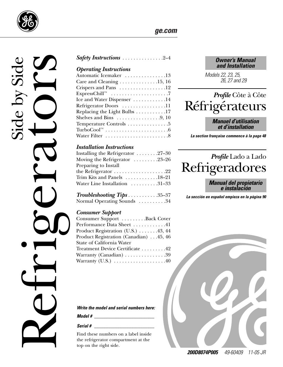 GE Monogram 22 User Manual | 132 pages