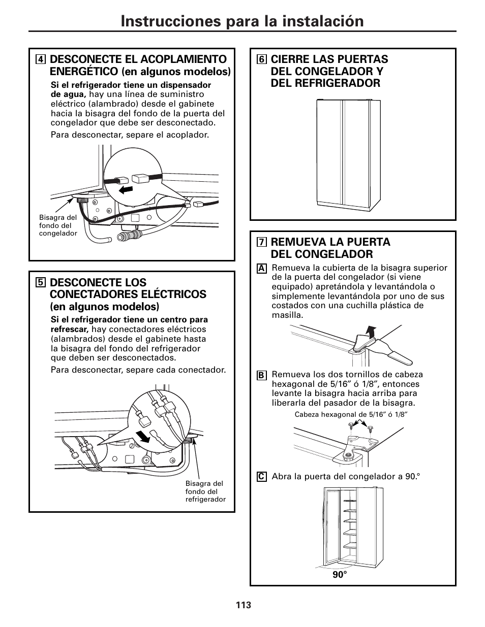 Instrucciones para la instalación | GE Monogram 22 User Manual | Page 113 / 132